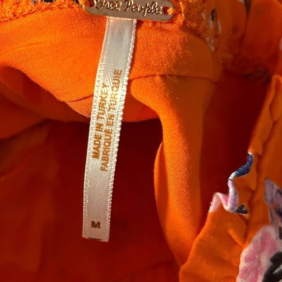 Free People Like A Lady Mini Dress in Orange Floral Print Size Medium - Picture 9 of 12